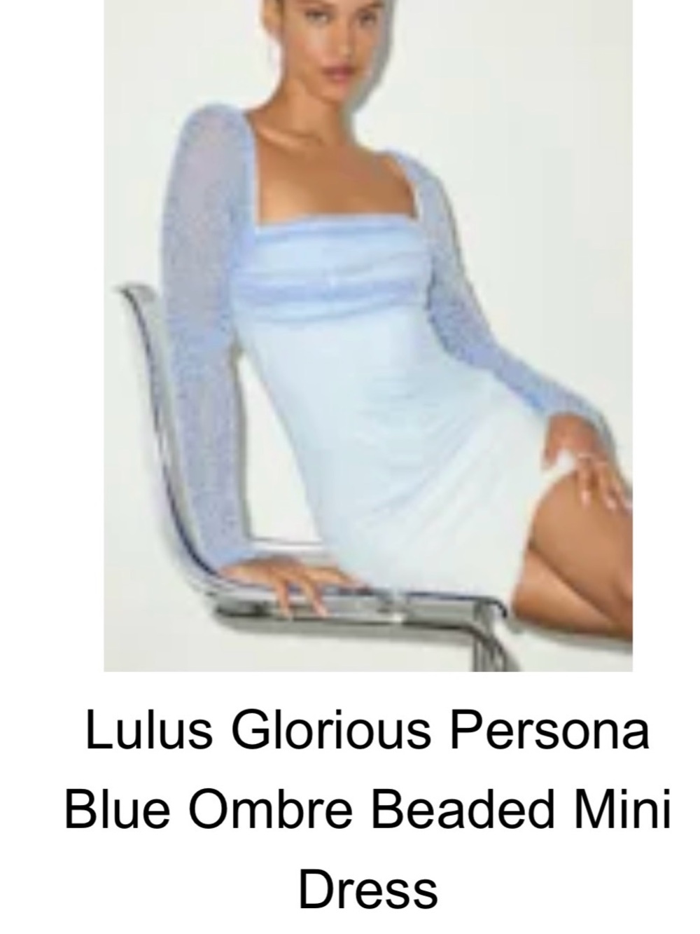 Lulu's Light Blue Ombre Beaded Mini Dress